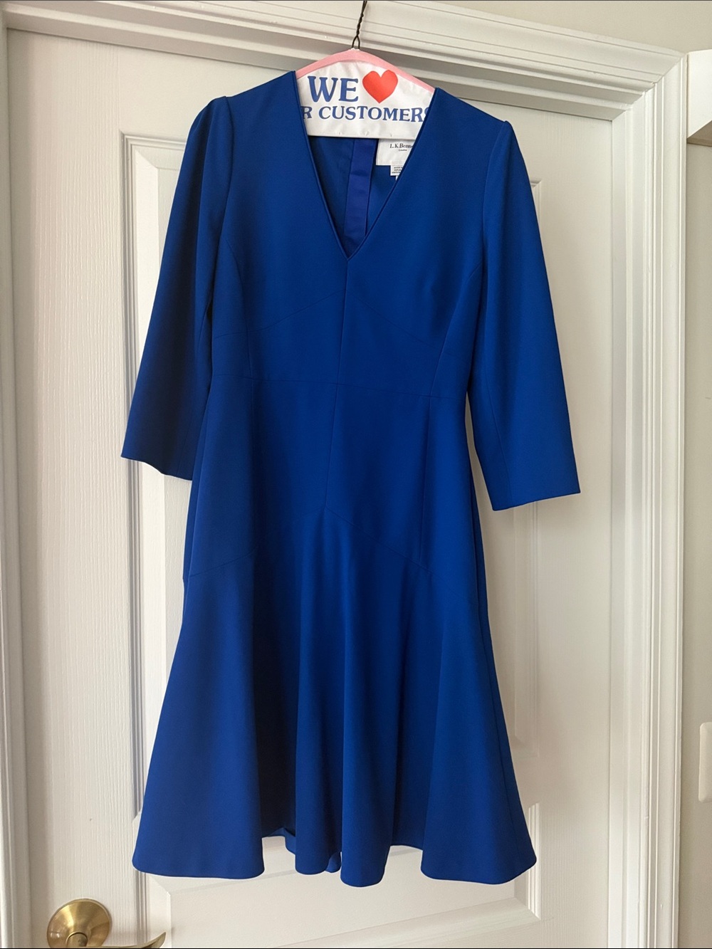 LK Bennett Royal Blue V-Neck Fit & Flare Dress
